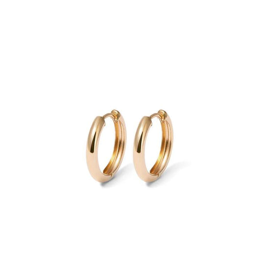 Image of Earrings. Productname: 11mm Half Round Huggie Earrings in 9kt Yellow Gold in Gold colour by brand - Bevilles