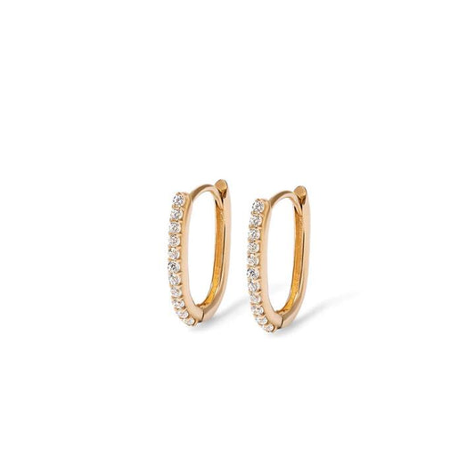 Image of Earrings. Productname: 6mm CZ Paperclip Huggie Earrings in 9kt Yellow Gold in Gold colour by brand - Bevilles