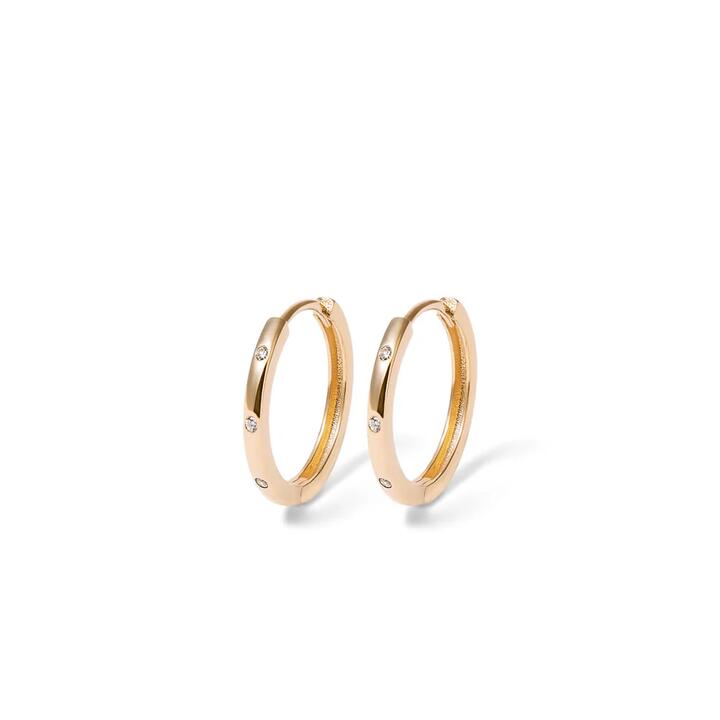 Image of Earrings. Productname: 12mm CZ Huggie Earrings in 9kt Yellow Gold in Gold colour by brand - Bevilles