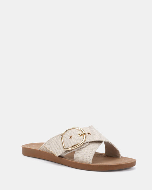 Image of Sandals. Productname: SOLIE: LINEN - Women's Thongs in Neutral colour by brand - Novo