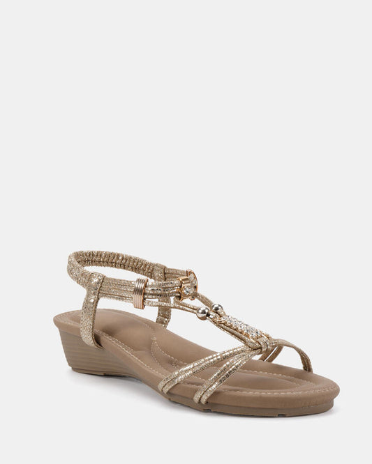 Image of Boots. Productname: ELNOVA GOLD Women's Wedge Novo Wedges in Metallic colour by brand - Novo