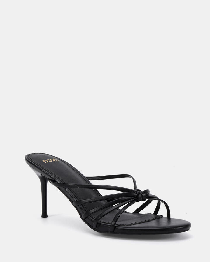 Image of Heels. Product name - Milkshake Black Vegan Heels in Black colour by brand - Novo