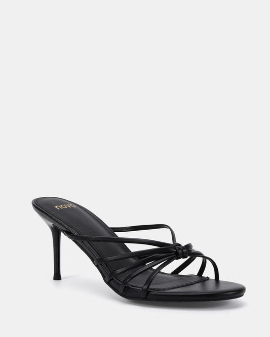Image of Heels. Product name - Milkshake Black Vegan Heels in Black colour by brand - Novo