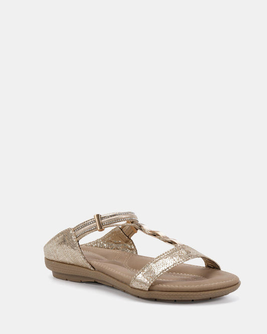 Image of Sandals. Productname: ELLUNA: GOLD - Women's Thongs in Metallic colour by brand - Novo