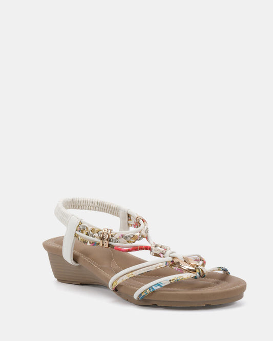 Image of Boots. Productname: ELPANKO WHITE Women's Wedge Novo Wedges in Multi colour by brand - Novo