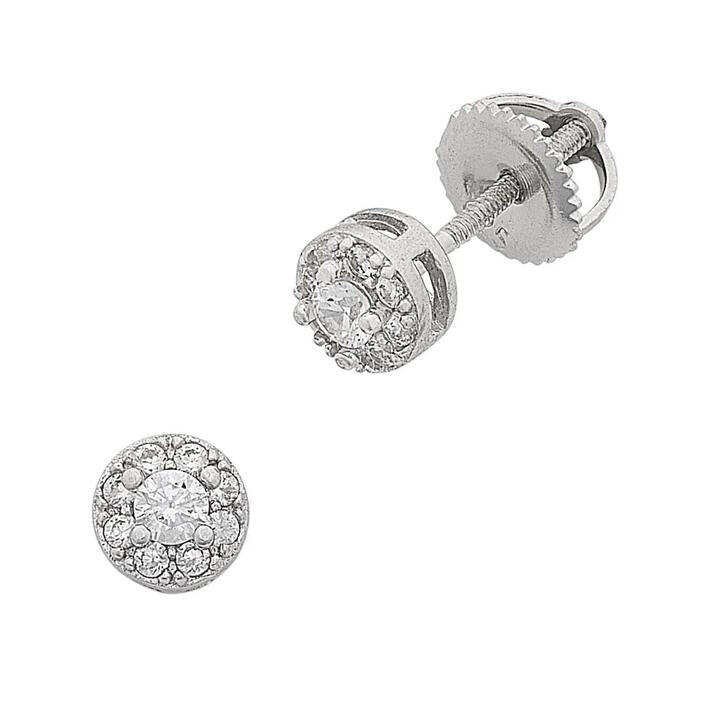 Image of Earrings. Productname: 5mm Children's Cubic Zirconia Cluster Screw Back Earrings in Sterling Silver in Silver colour by brand - Bevilles