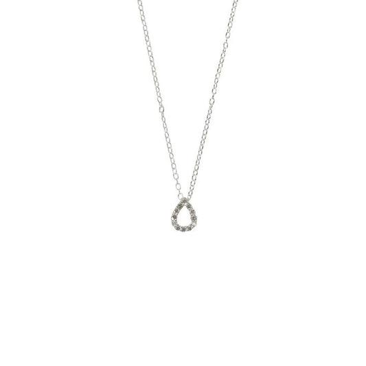 Image of Charms. Product name - 45cm Cubic Zirconia Tear Drop Pendant Necklace in Sterling Silver in colour by brand - Bevilles