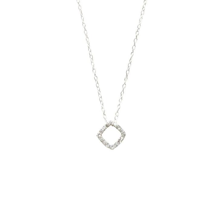 Image of Charms. Product name - 45cm Sterling Silver Cubic Zirconia Open Square Necklace in colour by brand - Bevilles