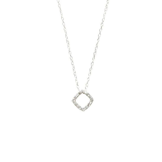 Image of Charms. Product name - 45cm Sterling Silver Cubic Zirconia Open Square Necklace in colour by brand - Bevilles