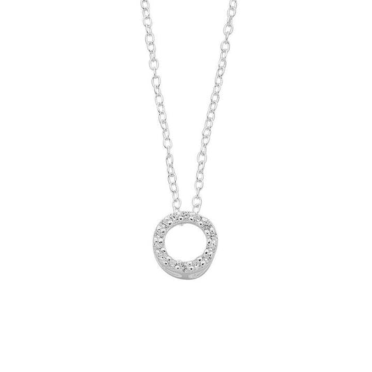 Image of Charms. Product name - 45cm Sterling Silver Cubic Zirconia Open Circle Necklace in colour by brand - Bevilles