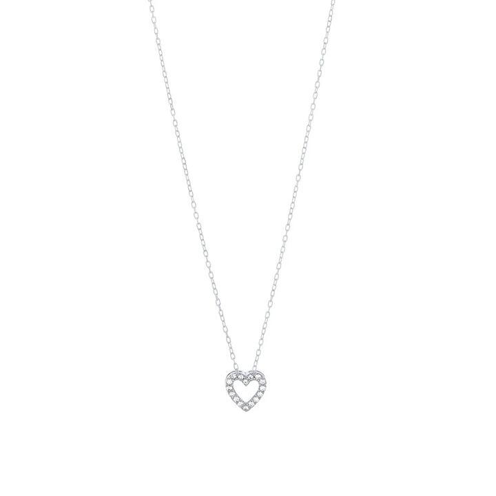 Image of Necklaces. Productname: 40cm Open Heart Necklace with Cubic Zirconia in Sterling Silver in Silver colour by brand - Bevilles
