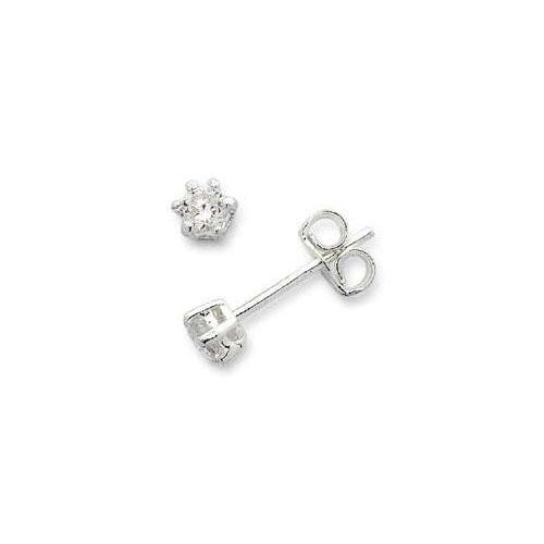 Image of Earrings. Productname: 3mm Cubic Zirconia Stud Earrings in Sterling Silver in Silver colour by brand - Bevilles