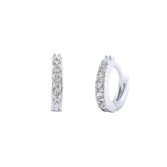 Image of Earrings. Productname: Cubic Zirconia Sterling Silver Hoop Earrings 10mm in Silver colour by brand - Bevilles