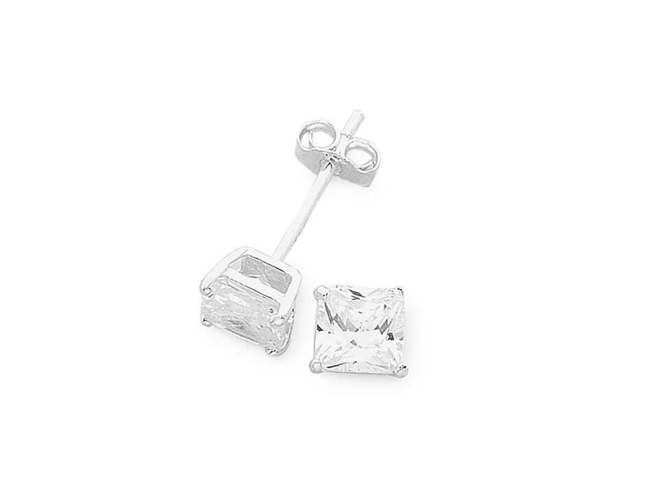 Image of Earrings. Product name - Sterling Silver 5mm Cubic Zirconia Earrings in colour by brand - Bevilles