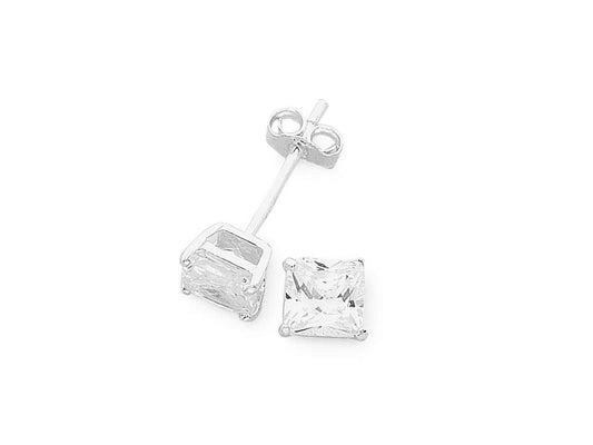 Image of Earrings. Product name - Sterling Silver 5mm Cubic Zirconia Earrings in colour by brand - Bevilles