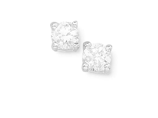Image of Earrings. Productname: Sterling Silver 4mm Cubic Zirconia Earrings in Silver colour by brand - Bevilles