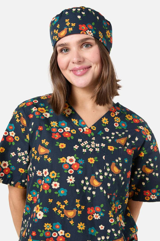 Image of Hats. Productname: Cute Chickens Scrub Hat in Navy colour by brand - Scrubs With Love
