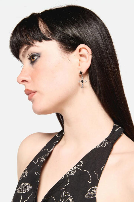 Image of Earrings. Productname: Cross Earrings in Silver colour by brand - Dangerfield
