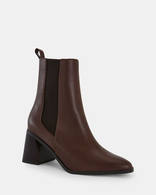 Image of Boots. Productname: HARI MILK CHOCOLATE Women's Boot High Heel Novo Boots in Midnight colour by brand - Novo
