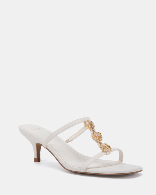 Image of Heels. Product name - Valour White High Heels in Multi colour by brand - Novo