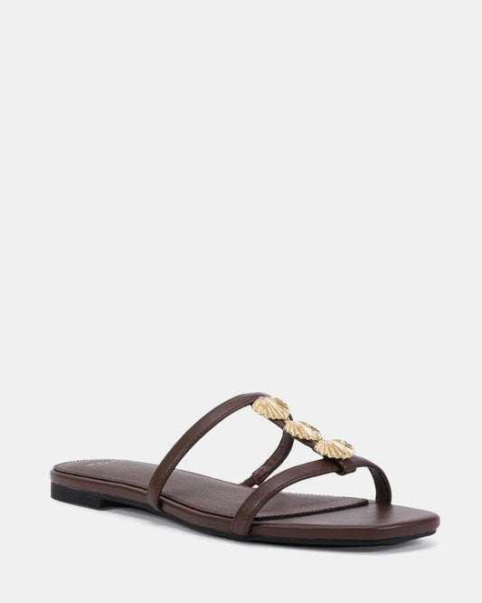 Image of Sandals. Product name - Sergio Milk Chocolate Sandals in Midnight colour by brand - Novo