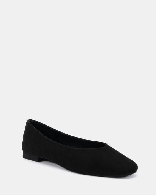 Image of Flats. Productname: CHESTER Black Suede Women's Casual Flat Closed Novo Flats in Black colour by brand - Novo