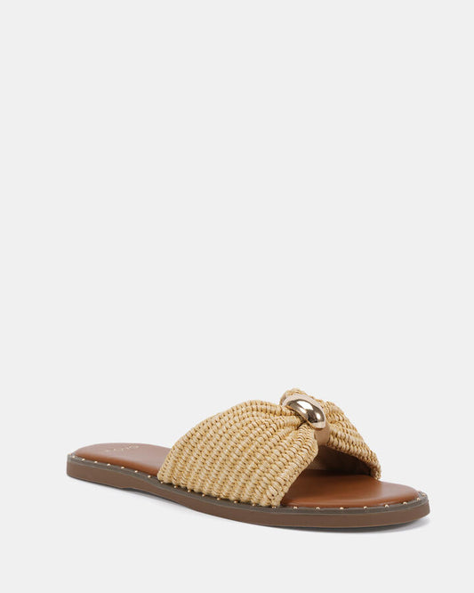 Image of Sandals. Product name - Saanvi Raffia Sandals in Olive colour by brand - Novo