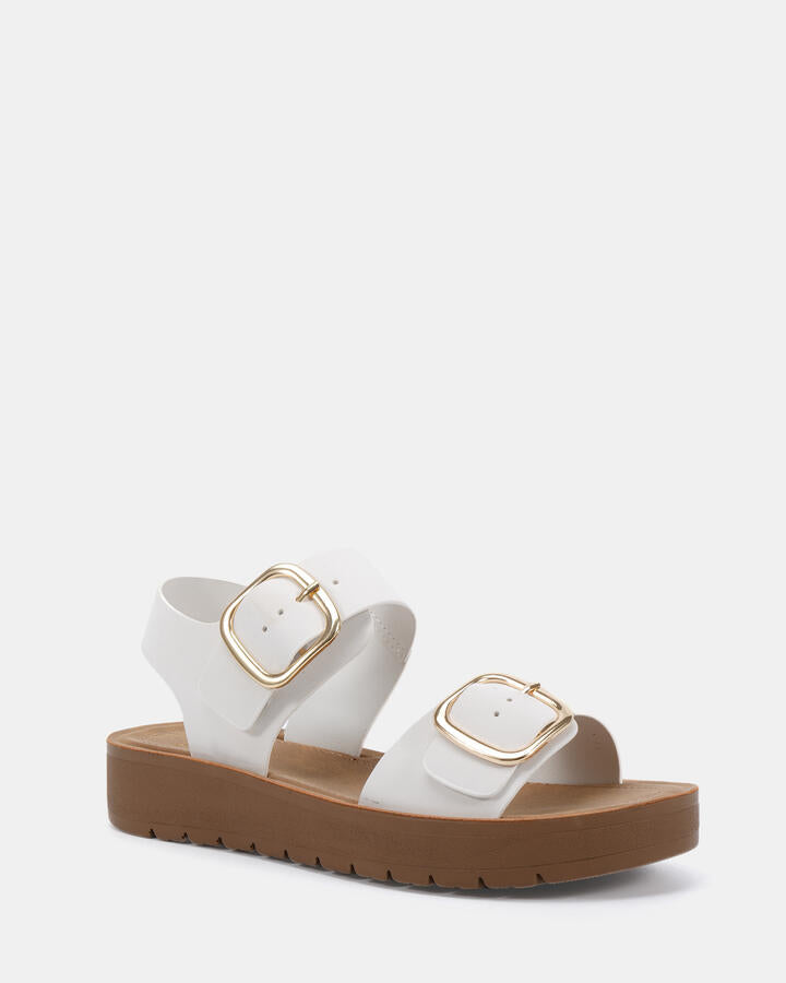 Image of Sandals. Product name - Tavor White Vegan Sandals in Multi colour by brand - Novo