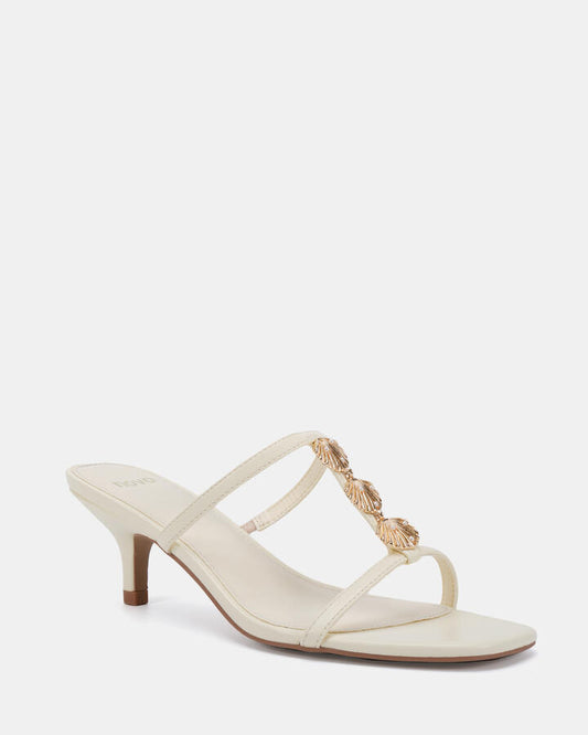 Image of Heels. Productname: Valour: Butter - Women's Strappy - Low Heel in Yellow colour by brand - Novo