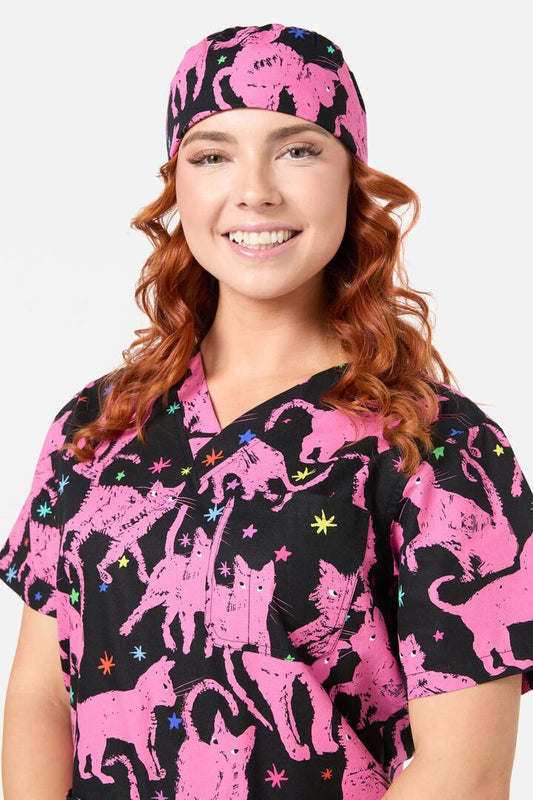 Image of Hats. Productname: Feline Friends Scrub Hat in Pink colour by brand - Gorman