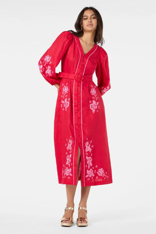 Image of Dresses. Productname: Ainslee Linen Anglaise Dress in Red colour by brand - Gorman