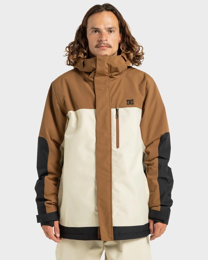 Image of a model wearing Outerwear. Productname: DC Shoes Mens Defiant Insulated Jacket Oatmeal - in Oatmeal colour by brand - DC Shoes