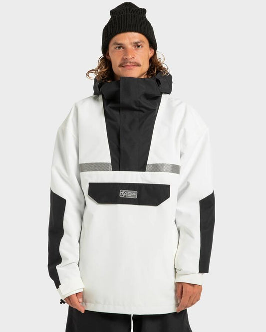 Image of a model wearing Outerwear. Productname: DC Shoes Mens Dc-43 Anorak Snow Jacket White - in White colour by brand - DC Shoes