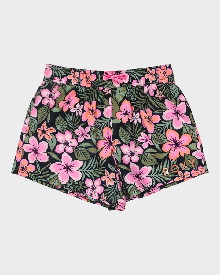 Image of Swimwear. Product name - Roxy Girls 4-16 Rg Active Boardshorts Anthracite Fearless Floral in Anthracite Fearless Floral colour by brand - Roxy