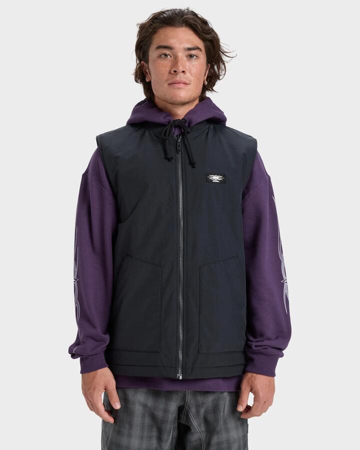 Image of Coats & Jackets. Product name - Quiksilver Mens Wasted Gilet Insulated Jacket True Black in True Black colour by brand - Quiksilver