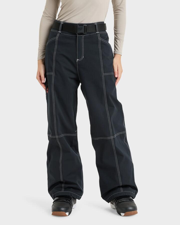 Image of a model wearing Pants. Product name - Roxy Womens Chloe Kim Snow Pants True Black in True Black colour by brand - Roxy