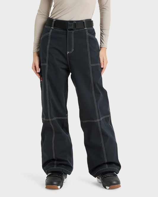 Image of a model wearing Pants. Product name - Roxy Womens Chloe Kim Snow Pants True Black in True Black colour by brand - Roxy