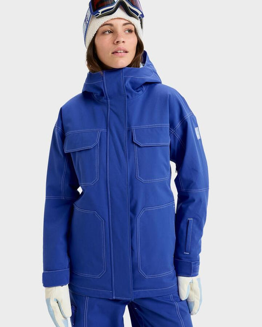 Image of a model wearing Outerwear. Productname: Roxy - Womens Chloe Kim Snow Jacket - Dazzling Blue - in Dazzling Blue colour by brand - Roxy