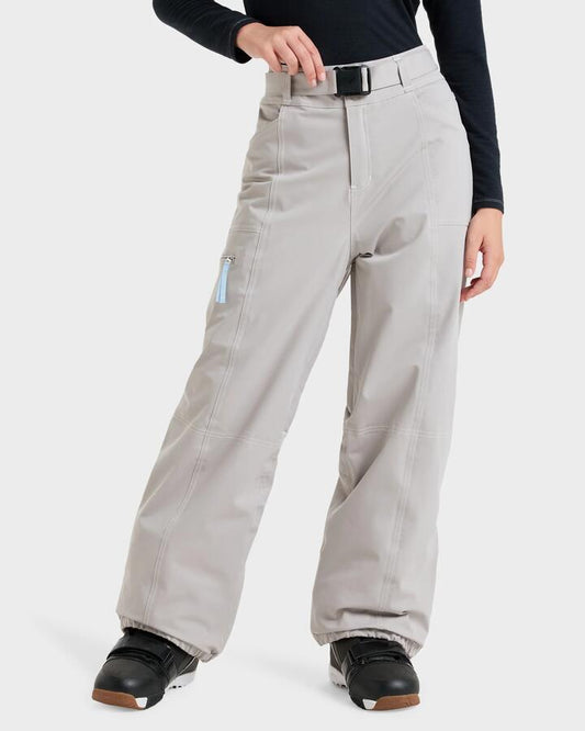 Image of a model wearing Pants. Productname: Roxy - Womens Chloe Kim Snow Pants - Ash - in Ash colour by brand - Roxy