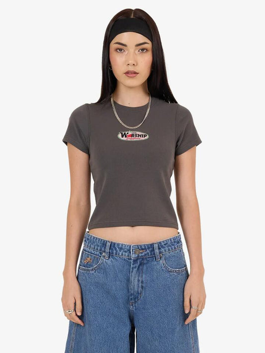 Image of T-Shirts. Productname: Worship Glazed and Confused Slim Fit Tee in Worn Black colour by brand - Worship