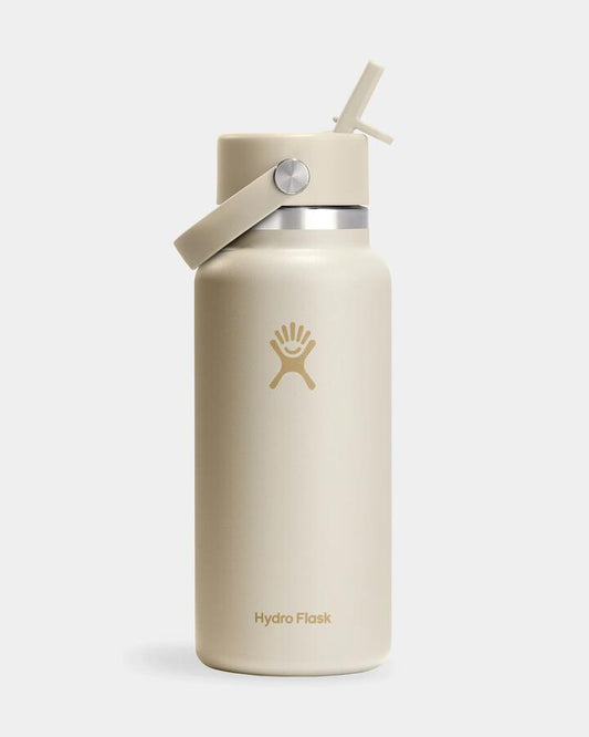 Image of Water Bottles. Productname: Hydroflask - 32Oz 946Ml Wide Flex Straw Water Bottle - Coconut - in Coconut colour by brand - Hydroflask
