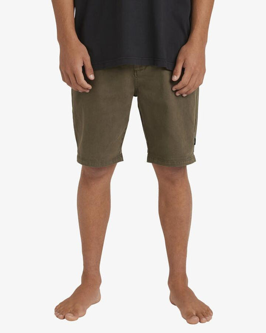 Image of a model wearing Shorts. Productname: Billabong - Mens Wave Wash Twill Shorts - Military - in Military colour by brand - Billabong