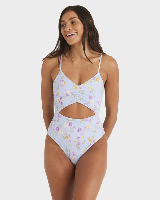 Image of Swimwear. Productname: Roxy - Womens Wildflower One Piece Swimsuit - Misty Blue - in Misty Blue colour by brand - Roxy