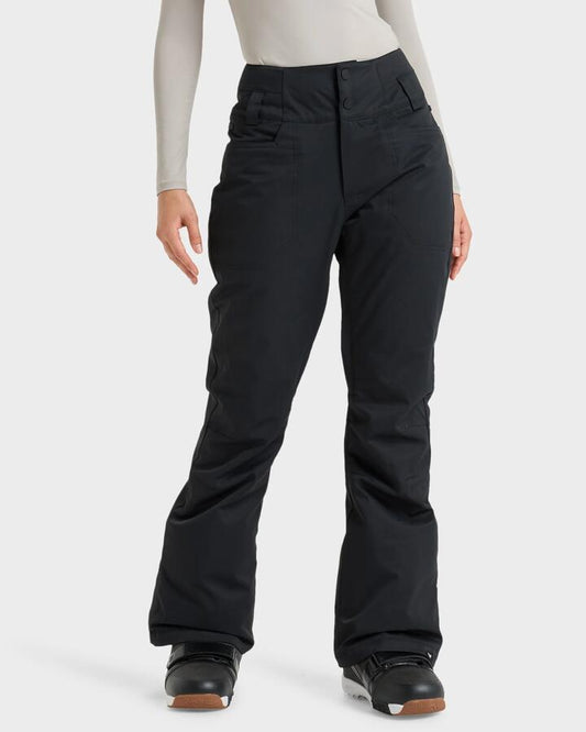 Image of a model wearing Pants. Product name - Roxy Womens Diverson Snow Pants True Black in True Black colour by brand - Roxy