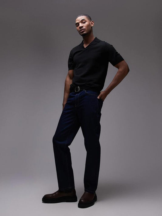 Image of Shirts. Productname: Topman Knitted Open Revere Shirt in Black colour by brand - Topman