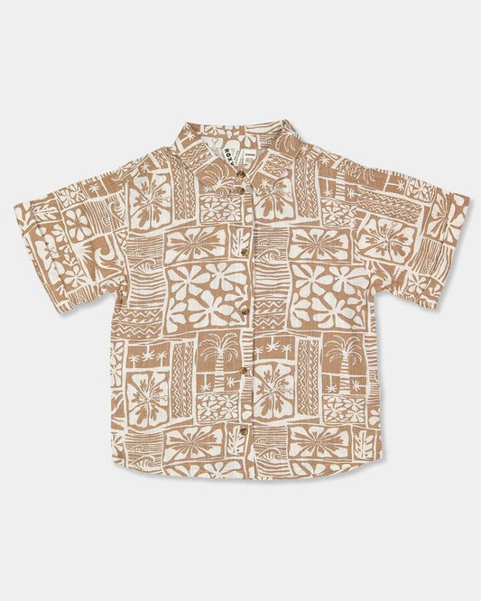 Image of a model wearing Tops. Productname: Roxy Girls 8-16 Hold Me Tight Short Sleeve Shirt Coconut - in Coconut colour by brand - Roxy