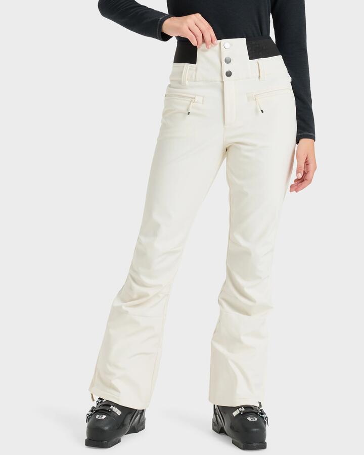 Image of a model wearing Pants. Productname: Roxy - Womens Rising High Snow Pants - Whisper White - in Whisper White colour by brand - Roxy