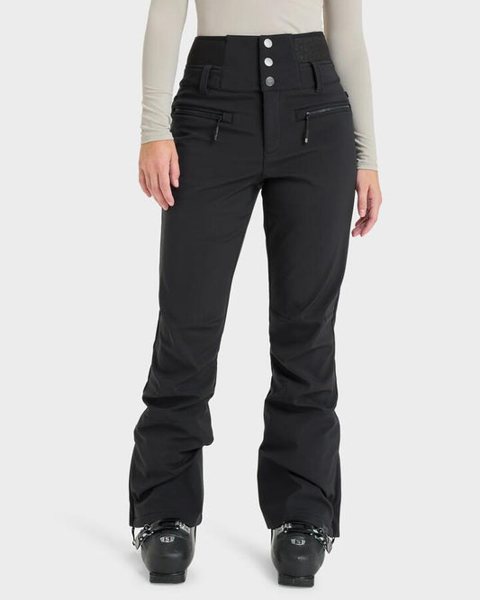 Image of a model wearing Pants. Productname: Roxy - Womens Rising High Snow Pants - True Black - in True Black colour by brand - Roxy