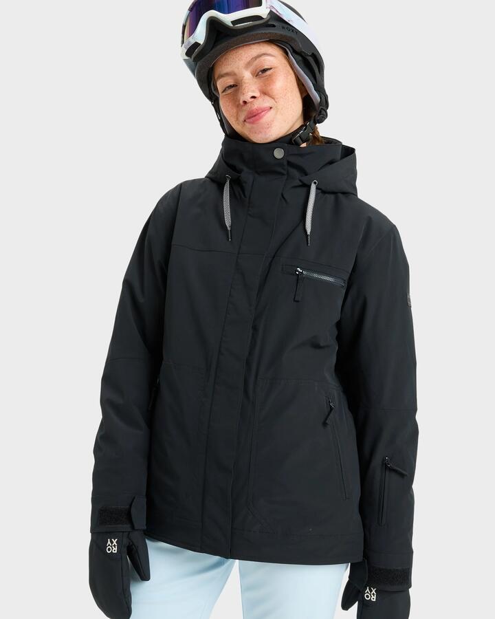 Image of a model wearing Outerwear. Productname: Roxy - Womens Brylee Snow Jacket - True Black - in True Black colour by brand - Roxy