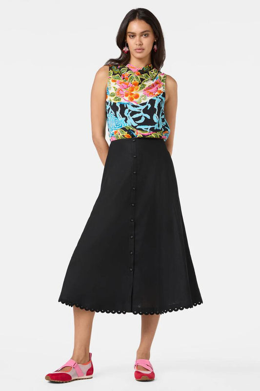 Image of a model wearing Skirts. Product name - Relax And Rewind Skirt in Black colour by brand - Gorman
